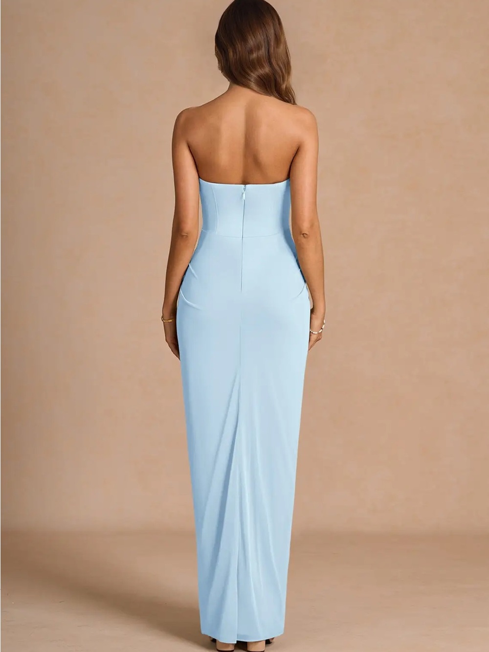Azazie Anais Sky Blue Maxi Dress Stretch - Picture 4 of 5